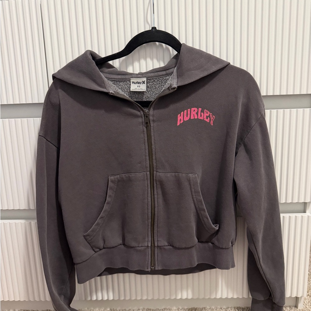 Hurley Charcoal Hoodie with Pink Accents